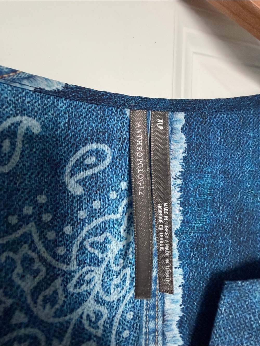 Anthropologie Somerset Maxi Dress Blue Patchwork Print XL Petite - Picture 3 of 11